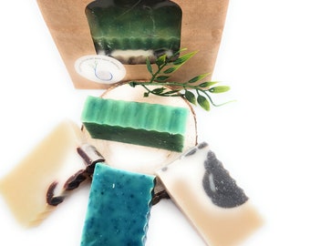 Men's soaps set of 4, cedar wood, torso, sandalwood geranium, lemongrass, in new packaging