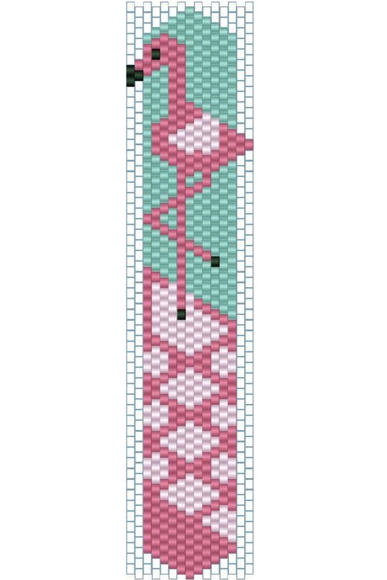 Pink Flamingo Peyote Stitch Cuff Bracelet Pattern with Size 8 Beads image 2