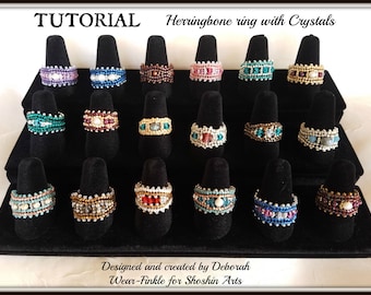 Beaded Ring Tutorial - Herringbone Stitch with Crystals