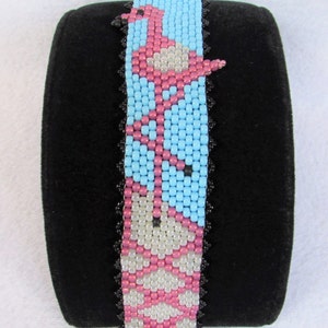 Pink Flamingo Peyote Stitch Cuff Bracelet Pattern with Size 8 Beads image 3