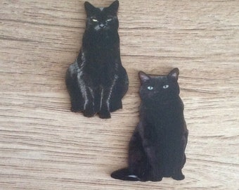 VINTAGE SKU 4-A5-00029799 Large Gold Tone Metal Cat Brooch Black Eye Cat Brooch