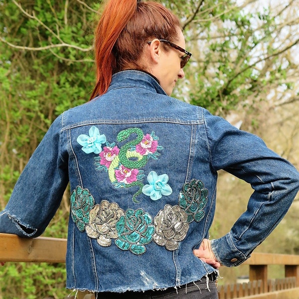 Veste en jeans vintage customisée T38