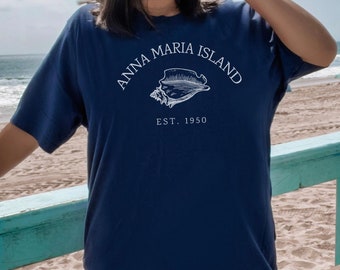 Camiseta de Anna Maria Island Florida, camiseta de concha marina de playa, camiseta de playa