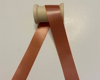 Remnant Sale - Rose Gold Double Satin Berisfords Ribbon - High Quality Ribbon - Craft Ribbon - 25mm Wide Ribbon