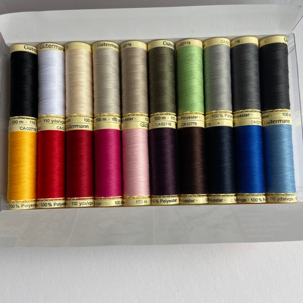 Hilo de coser Gutermann - Hilo para coser todo - Carrete de hilo de 100 m - Hilo de coser de poliéster - Material de bricolaje - Precio por carrete