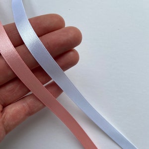 White 10mm Ribbon - Double Satin Ribbon - Wedding Ribbon - Gift Wrapping Ribbon - Pink Double Satin Berisford Ribbon - Price per 5 Metres