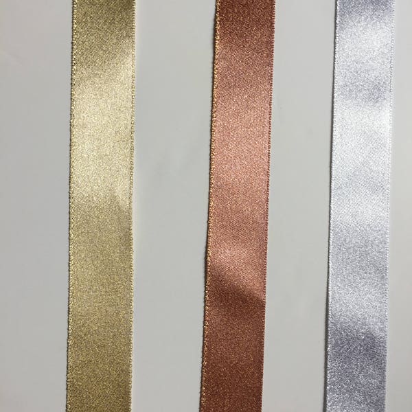 Sparkle Satin Ribbon - 25mm Sparkle Ribbon - Christmas Ribbon - Craft Ribbon - Gold - Rose Gold - Silver - Red - Priced per Two Metres