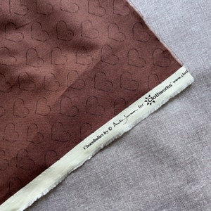 Heart Cotton Fabric - Chocolate Brown 100% Cotton Fabric - Craft Material - Craft Supplies - Priced per Metre