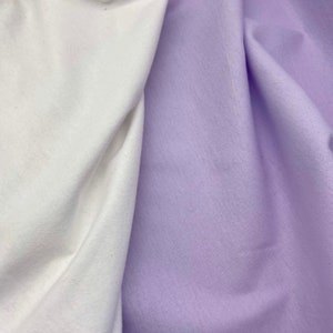 Soft Flannel Fabric - Plain Cotton Flannel Material - Wyncienette - Soft Flannelette - White and Lilac - 105cm Wide - Priced per Metre