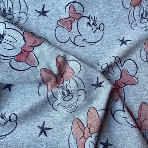 Disney Cotton Elastane Jersey - Minnie Mouse French Terry Material - 230gsm - John Louden Jersey Print - Price per Metre