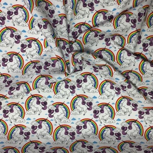 Unicorn Cotton Fabric - Rainbow Cotton - White Cotton Material - Mystical Craft Supplies - Craft Material - Quality Cotton - Price per Metre