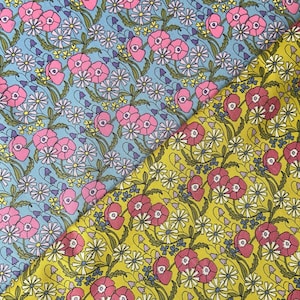 Vintage Style Flower Cotton Fabric - Cotton Material - Medium Size Pattern - Craft Material - 100% Cotton Fabric - Priced per Metre
