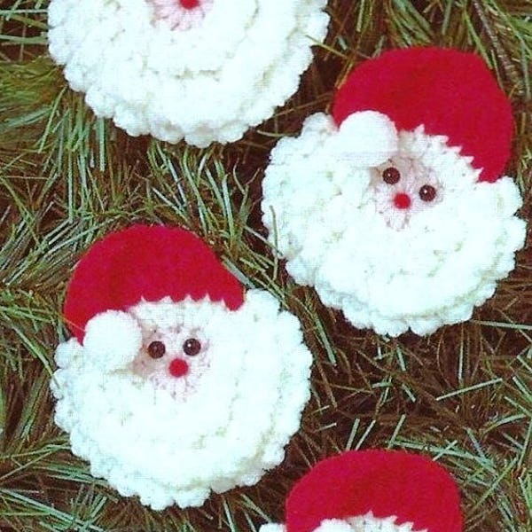 Vintage Crochet PDF Pattern - Santa Face Christmas Ornament from 1970 (pattern only not the finished product)