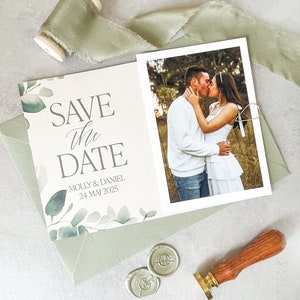Sylva Hochzeit Save the Date | Handmade Hochzeitseinladung Set | Botanische Save the Date Karte | Blumen Hochzeitsmotiv