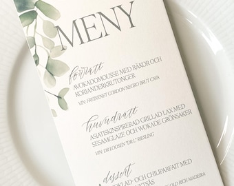 Karta menu Sylva | Ręcznie robione artykuły papiernicze na ślub | Rustykalna elegancja | Botaniczny motyw ślubny