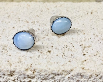 Lovely Larimar and Silver Post Earrings