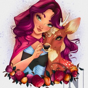 Kindred Tidings – Sugar Plum Reindeer Art Print – Winter Holiday Wall Art – 5x7 8x10 11x14 Festive Print