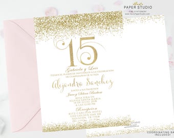 Gold Glitter Invite Etsy