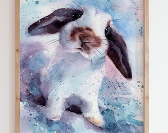 Custom Watercolor Pet Portrait: 100% Original Bunny Painting