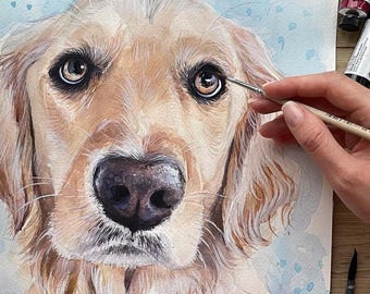 Custom Hand painted Pet portrait Custom Dog portrait Custom Dog Painting Watercolor Original Painting Dog art Pet Watercolor from photo