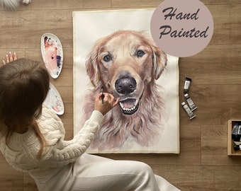 100% Hand painted Dog portrait Custom pet portrait Custom Dog Painting Watercolor Original Painting Dog art Pet Watercolor from photo