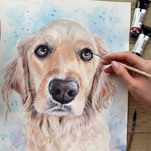 Custom Hand painted Pet portrait Custom Dog portrait Custom Dog Painting Watercolor Original Painting Dog art Pet Watercolor from photo image 1