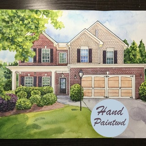 Hand painted personalized watercolor house painting Custom home art Custom house Illustration House portrait Realtor Closing Gift
