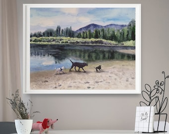 Custom Watercolor Landscape Painting: Personalized Home Portrait Art