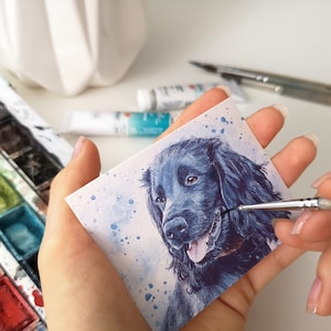 Custom Pet Portrait Mini Painting, Hand painted pet portrait, Custom dog portrait, Original Watercolor personalized pet portrait from photo imagem 1