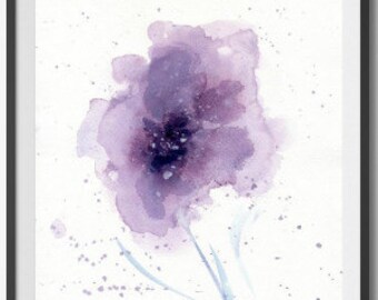 Abstract Purple Watercolor Flower Print: Floral Wall Decor Fine Art Print