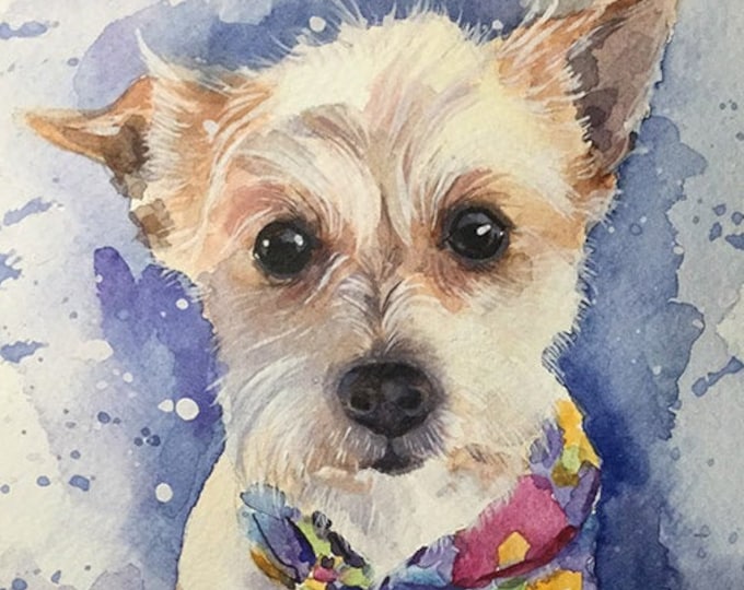 Custom Pet Portrait Watercolor Hand Painted from Photo Dog Cat Personalized portrait Dog Cat drawing Custom dog watercolor illustration