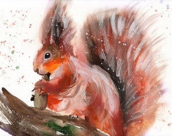 Squirrel portrait Custom Squirrel Painting Custom Pet portrait Watercolor Squirrel art Original Painting Gift for Squirrel lover