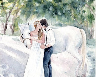 Custom Wedding Painting from photo Custom Portrait Watercolor Wedding Portrait Couple Portrait 1year Anniversary Gift Wedding Illustration