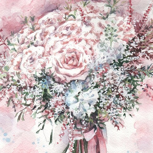 Custom Wedding Bouquet Painting Watercolor Bridal Bouquet Wedding hotsell Paper Unique Anniversary gift Wedding Flowers Wedding Painting