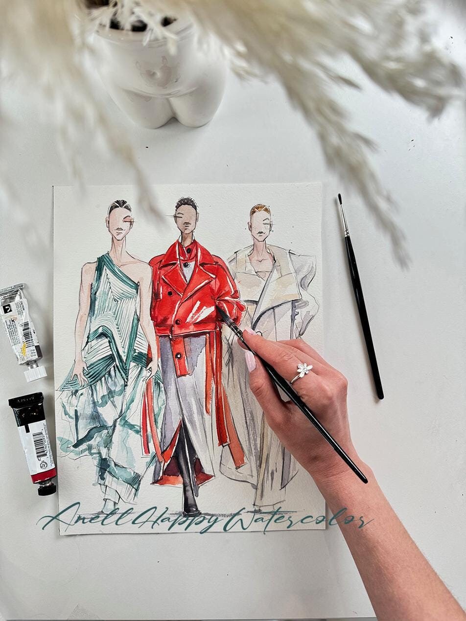 Customised Drawings Custom Fashion Illustration Hand Painted Illustration From Photo ...