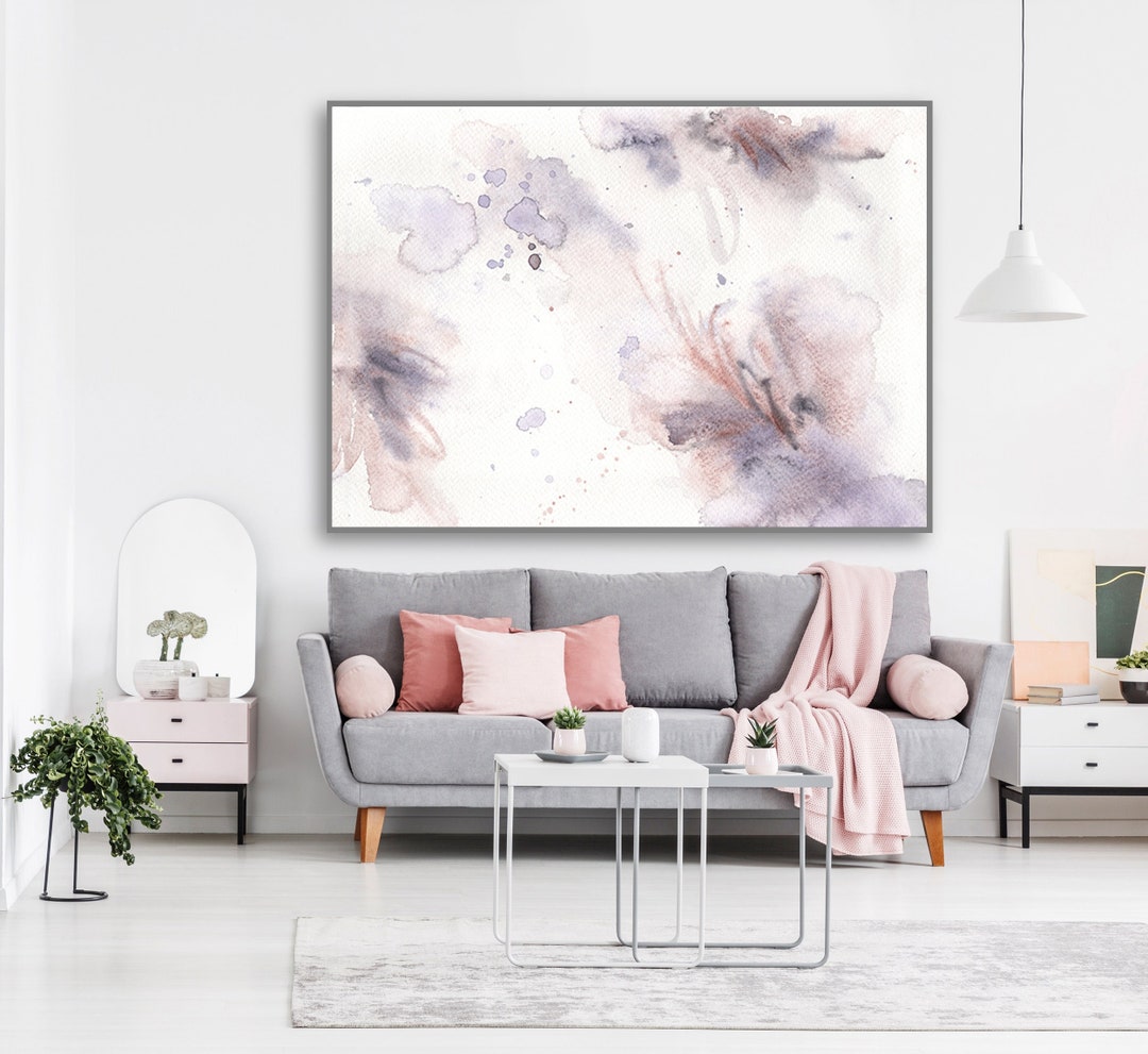 Extra Large Living Room Art Print Neutral Tones Print Purple Terracotta