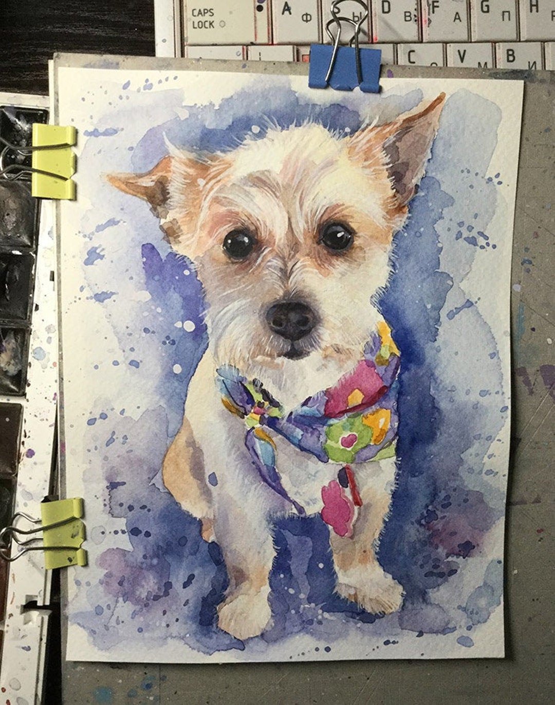 Custom Pet Portrait Watercolor Hand Painted From Photo Dog Cat ...