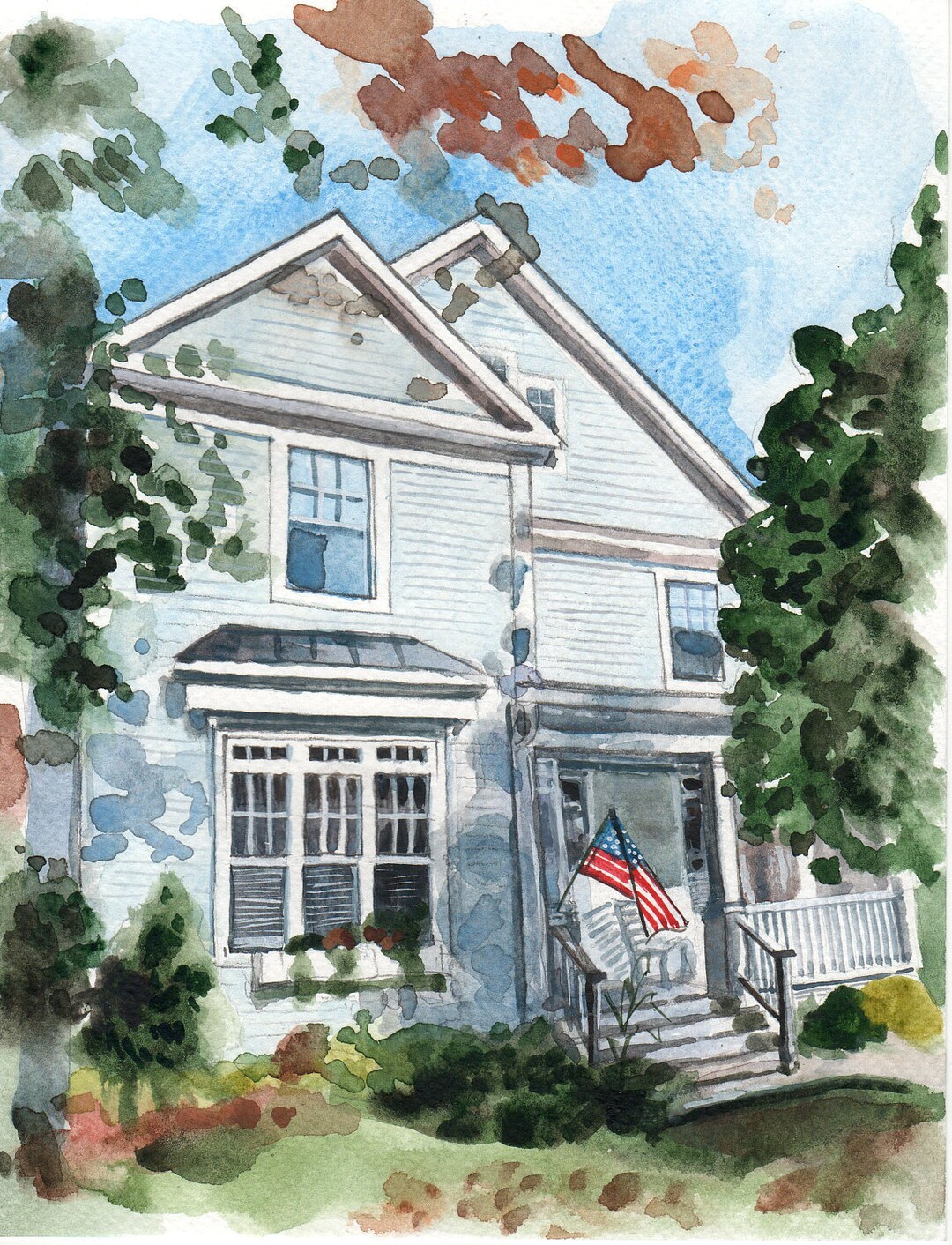 Custom House Watercolor Original Home Painting Watercolor House