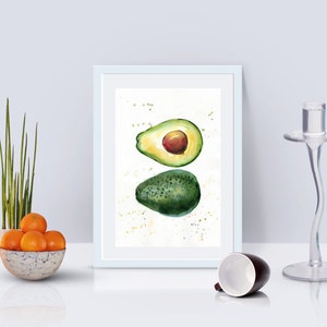 Avocado watercolor Print - Painting - illustration - Avocado Wall decor - Sweet Fashion print - Fruit print - Food print - Kitchen print