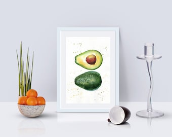 アボカドの壁アート アボカドの絵画 オリジナルの油絵 食べ物の絵画