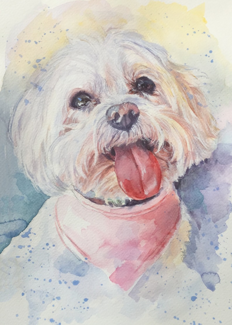 Custom Hand painted Pet portrait Custom Dog portrait Custom Dog Painting Watercolor Original Painting Dog art Pet Watercolor from photo image 10