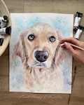 Custom Hand painted Pet portrait Custom Dog portrait Custom Dog Painting Watercolor Original Painting Dog art Pet Watercolor from photo product logo