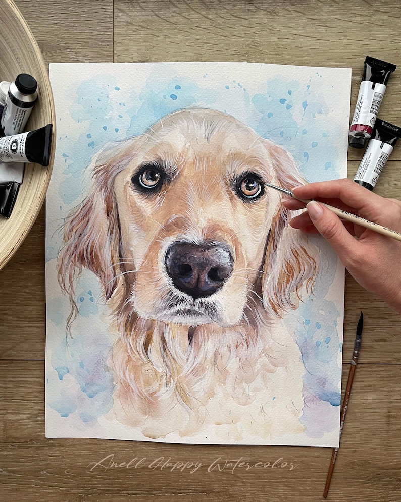 Custom Hand painted Pet portrait Custom Dog portrait Custom Dog Painting Watercolor Original Painting Dog art Pet Watercolor from photo image 1