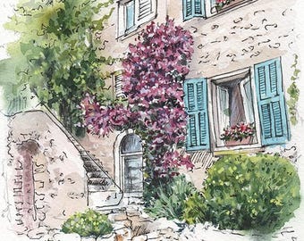 Custom Watercolor Travel Painting: Hand-Painted Architecture from Photo