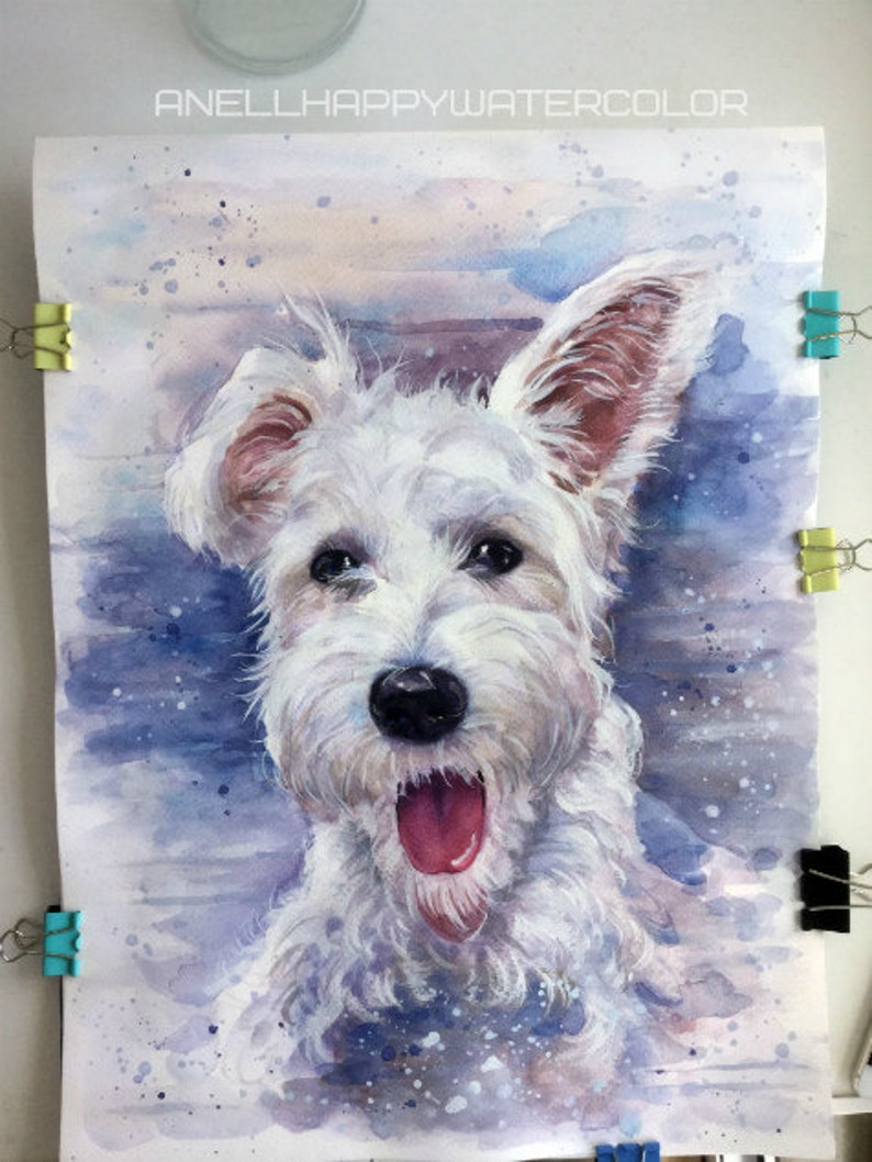 Mothers Day Gift for mom Custom Dog portrait Custom Dog Painting Custom Pet portrait Watercolor Painting Original Painting Personalized Pet image 1