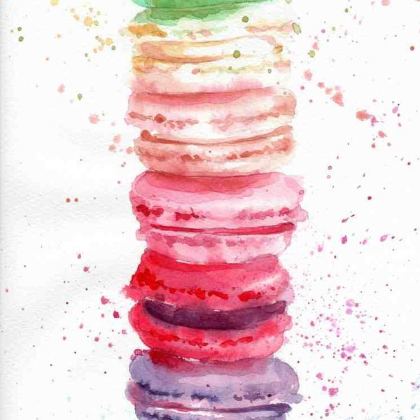 Watercolor Print, Watercolor Painting, Macaroons watercolor Print, Wall Decor, Poster Giclee, Art print, Home decor, Baby nursery print