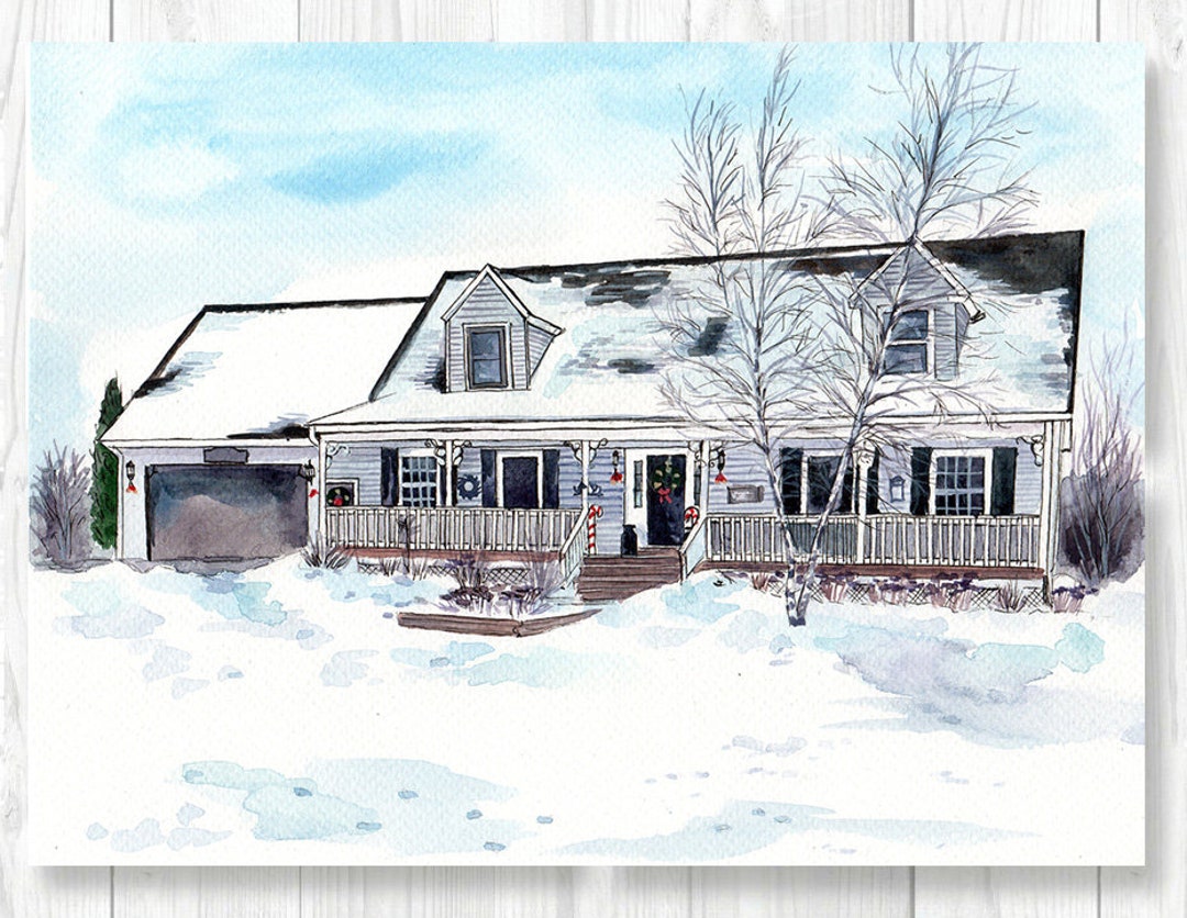 Custom Watercolor House Portrait: Hand-painted Home Illustration - Etsy