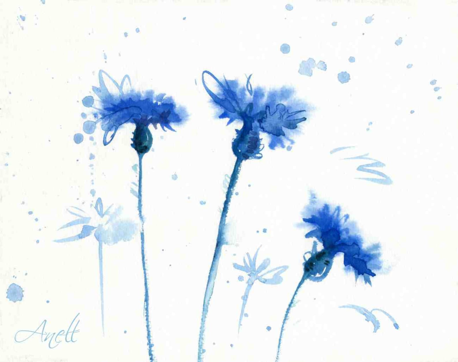 Watercolor Painting Cornflower watercolor Blue Watercolor Etsy