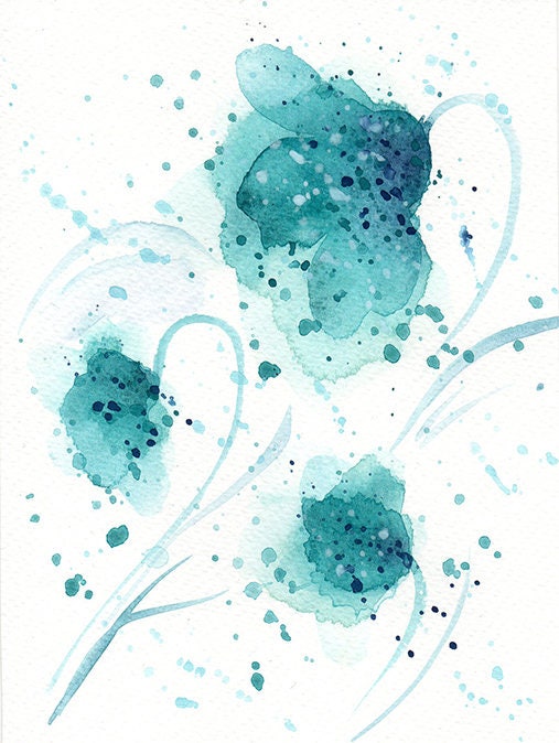 Leinwandbild „Dream Land“ – Abstrakte Blumen In Türkis & Gold, 61x61 Cm, Fertig Zum Aufhängen