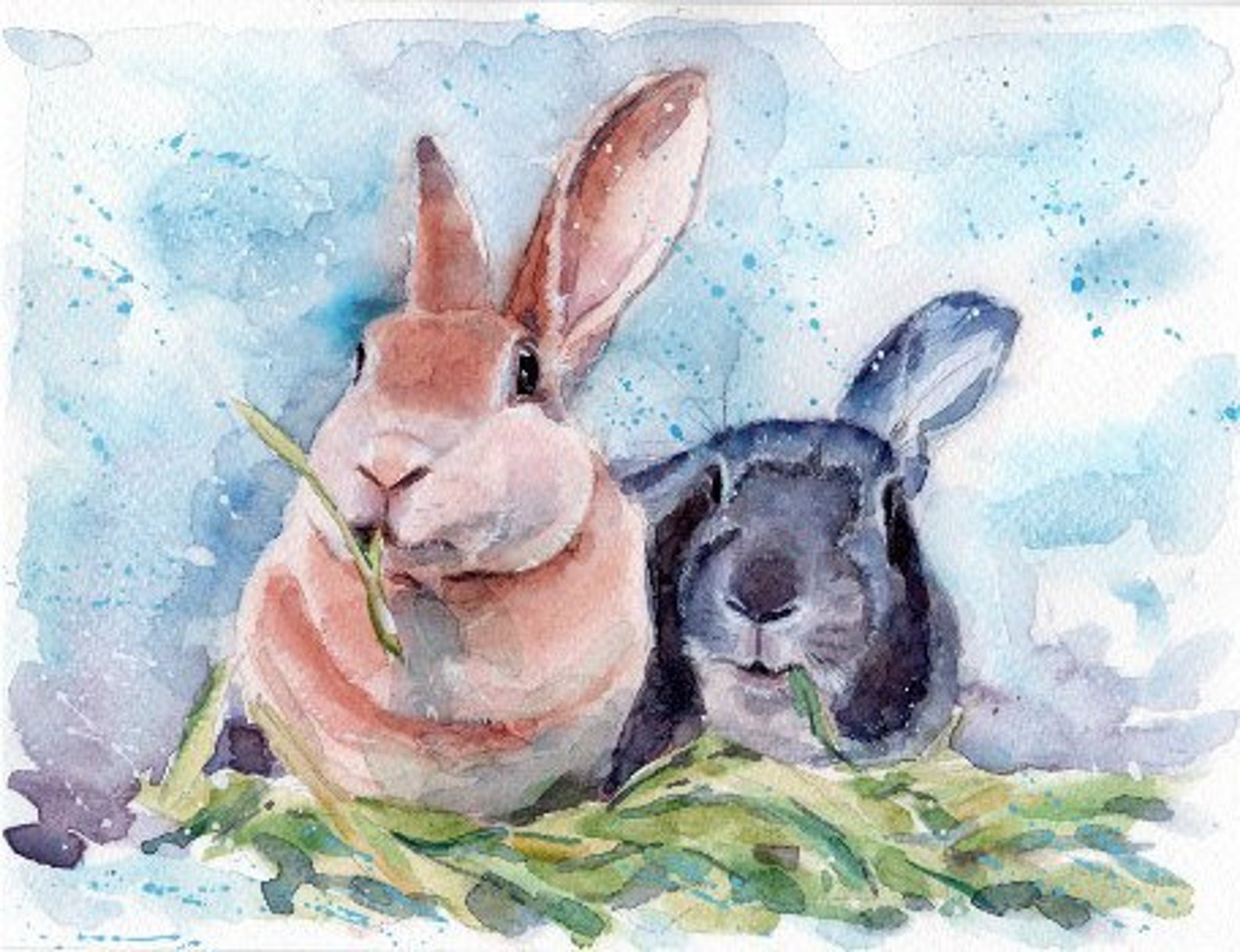 Zwei Hasen Portrait Hasen Portrait Hasen Hund Zeichnung - Etsy.de